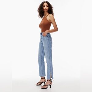 Denim Forum Light Blue Straight Leg Jeans Split
